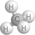 molécula de gas metano